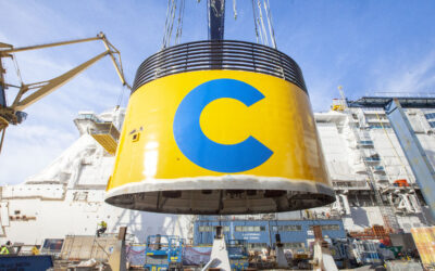 Costa Smeralda: Schornstein auf Costas neuem LNG-Flaggschiff montiert