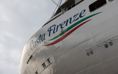 Costa Crociere feiert das Aufschwimmen der Costa Firenze auf der Fincantieri Werft in Marghera, Italien